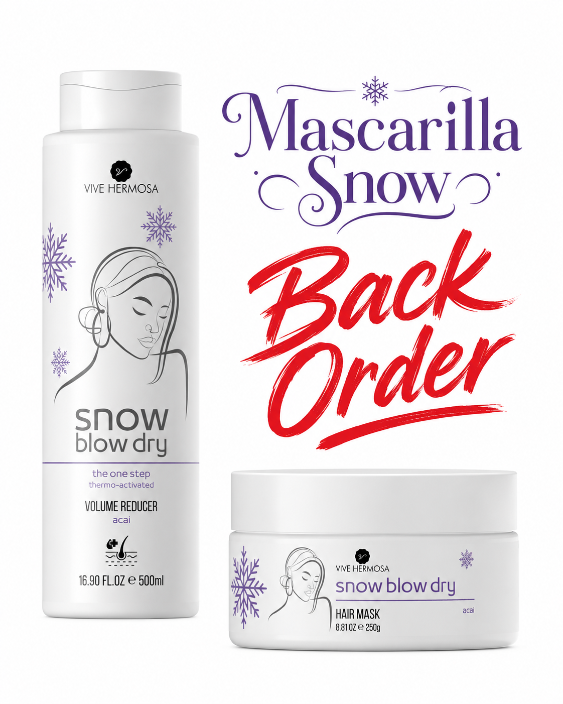 Tratamiento Snow Blow Dry 16 onz y Mascarilla Snow Blow Dry 8 onz