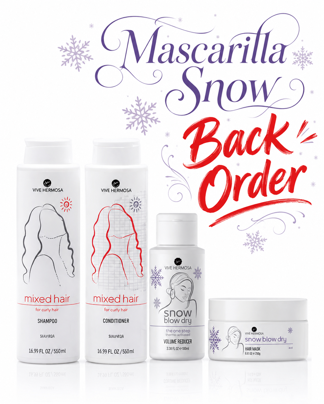 Kit de shampoo y acondicionador de macadamia, Snow Blow dry 3.38 onz y mascarilla snow.
