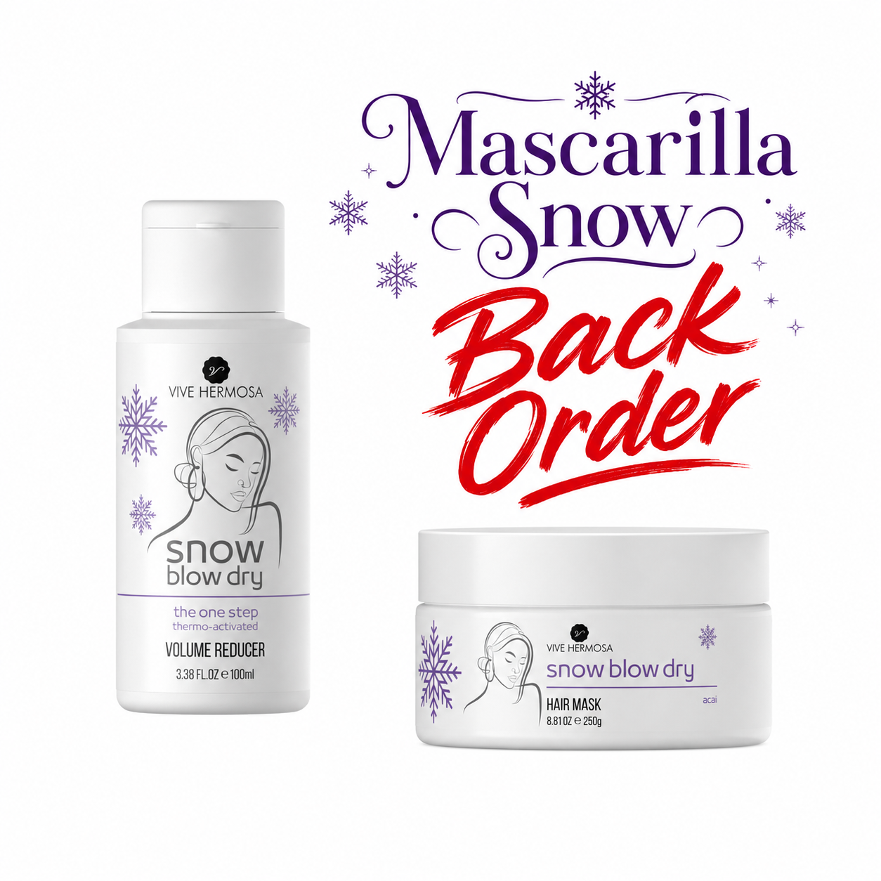 Tratamiento Snow Blow Dry con Acai tamaño pequeño con su Mascarilla de mantenimiento
