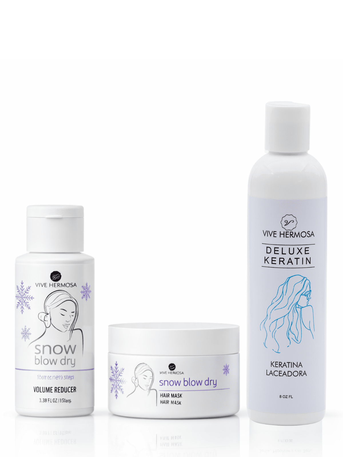 Kit de Keratina Deluxe, Snow blow dry 3.38 onz y Mascarilla Snow - ViveHermosa