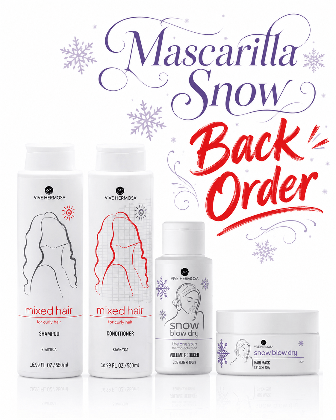 Kit de shampoo y acondicionador de macadamia, Snow Blow dry 3.38 onz y mascarilla snow. - ViveHermosa