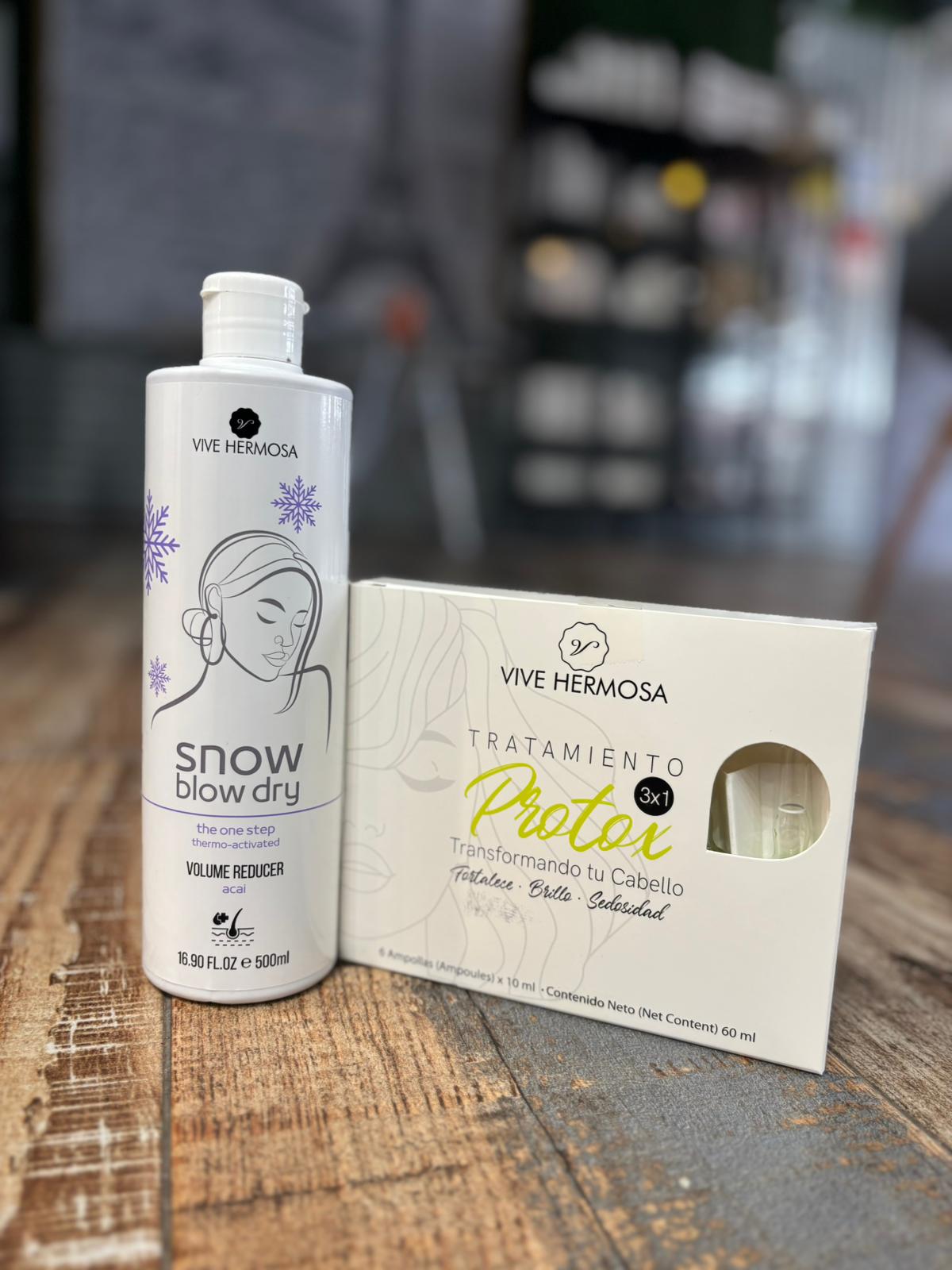 Kit de Snow blow dry 16.9 y junto a las ampulas Protox 3 - 1 - ViveHermosa