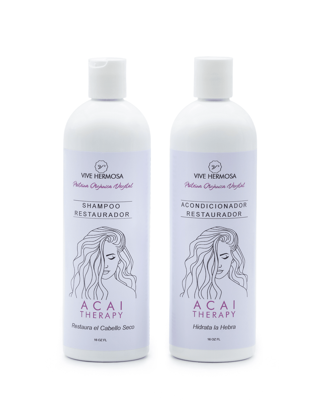 Shampoo y acondicionador de Acai para cabello reseco - ViveHermosa