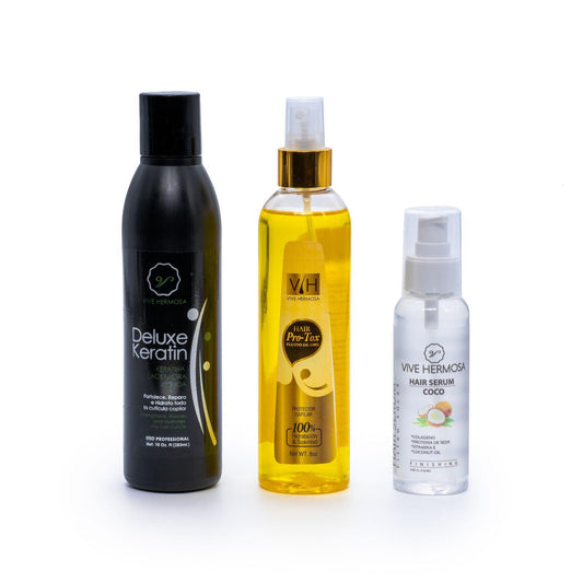 Kit de Deluxe Keratin, Hair Protox y Serum de coco.