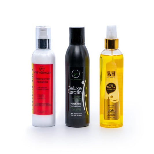 Leave-in de colágeno, Deluxe Keratin y Hair Protox.